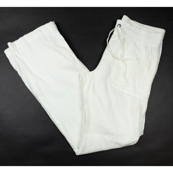 Athleta Linen Pants Solid White Women's 8T Tall Drawstring Pull On Vacation - Picture 4 of 13